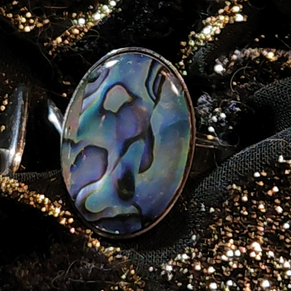 Size 10, Elegant Blue Abalone Ring